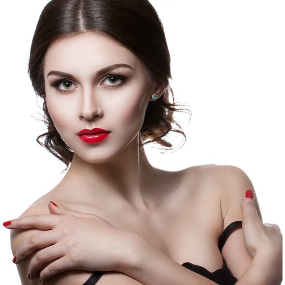 New 4 pc Stud Earrings Set, Copper Plated Cubic Zirconia Earrings for W… - Picture 5 of 5